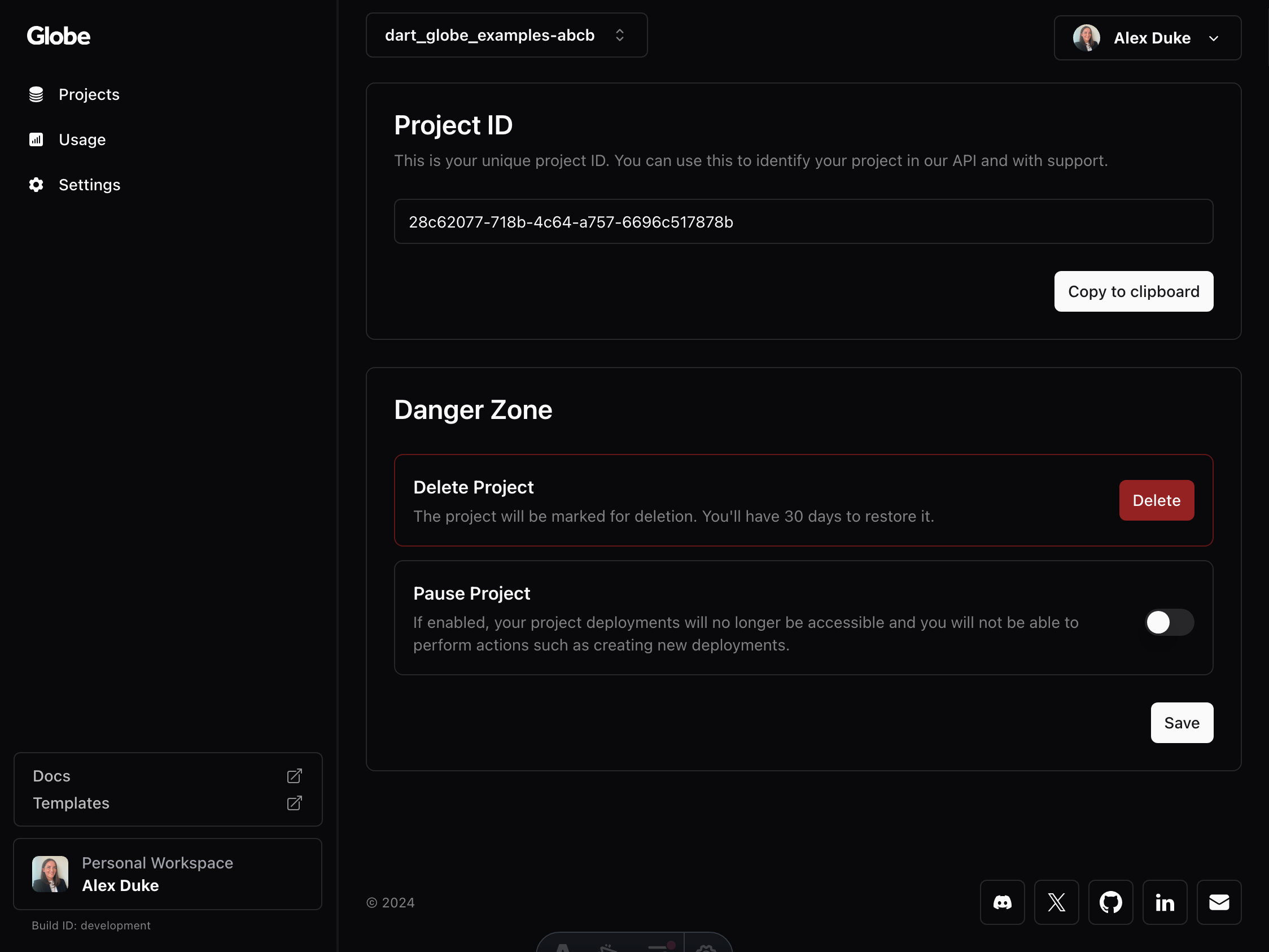 Access your project settings to Delete it